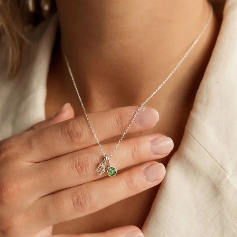 Edelstahl Frauen Birthstone Konstellation 2 Stück Anhänger Halskette 12 Zirkonia DIY Halskette Geburtstag Charms Schmuck 2025