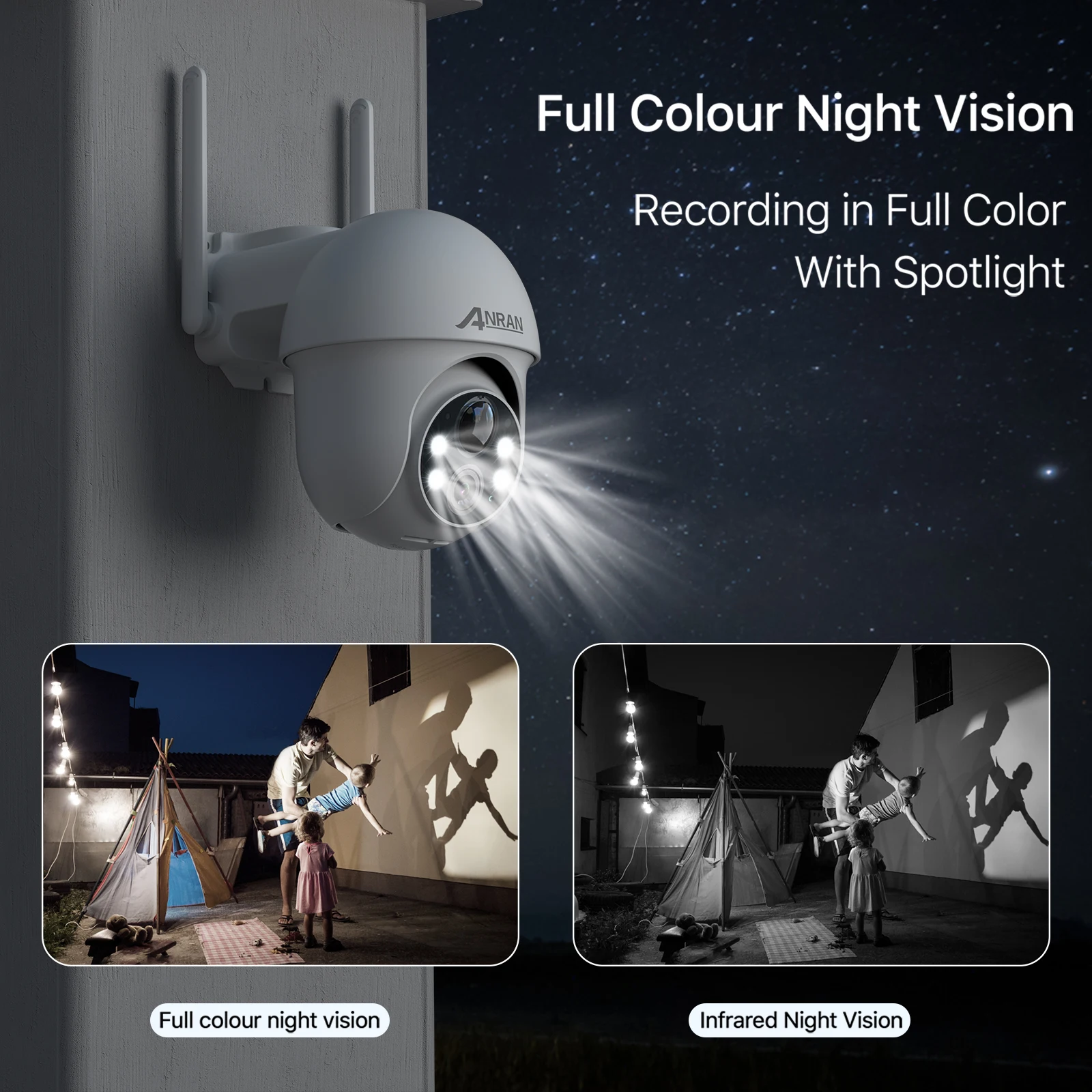 ANRAN 5MP Outdoor Wireless Camera Solar Security Wifi Camera 355&deg; Rotation Color Night Vision Humanoid Detection IP66 Waterproof ip camera wifi camera surveillance camera wifi ip camera solar security camera solar camera