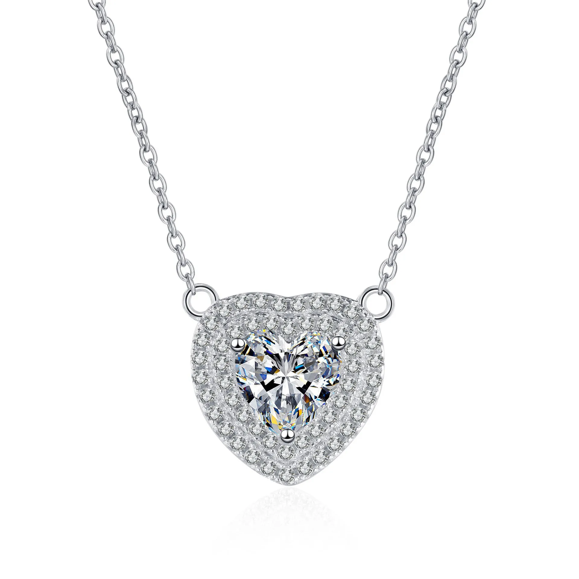 

AZ649-X Lefei Fashion Trendy Luxury Classic Moissanite Diamond-set 1CT Heart Necklace Women 925 Silver Party Charms Jewelry Gift