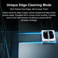 Window Cleaning Robot ABIR WD10,Dual Roller Brushes, 4 Corner Brushes,6-Way Water Spary,10000PA Suction,Wet Wash & Scrub Combo 6