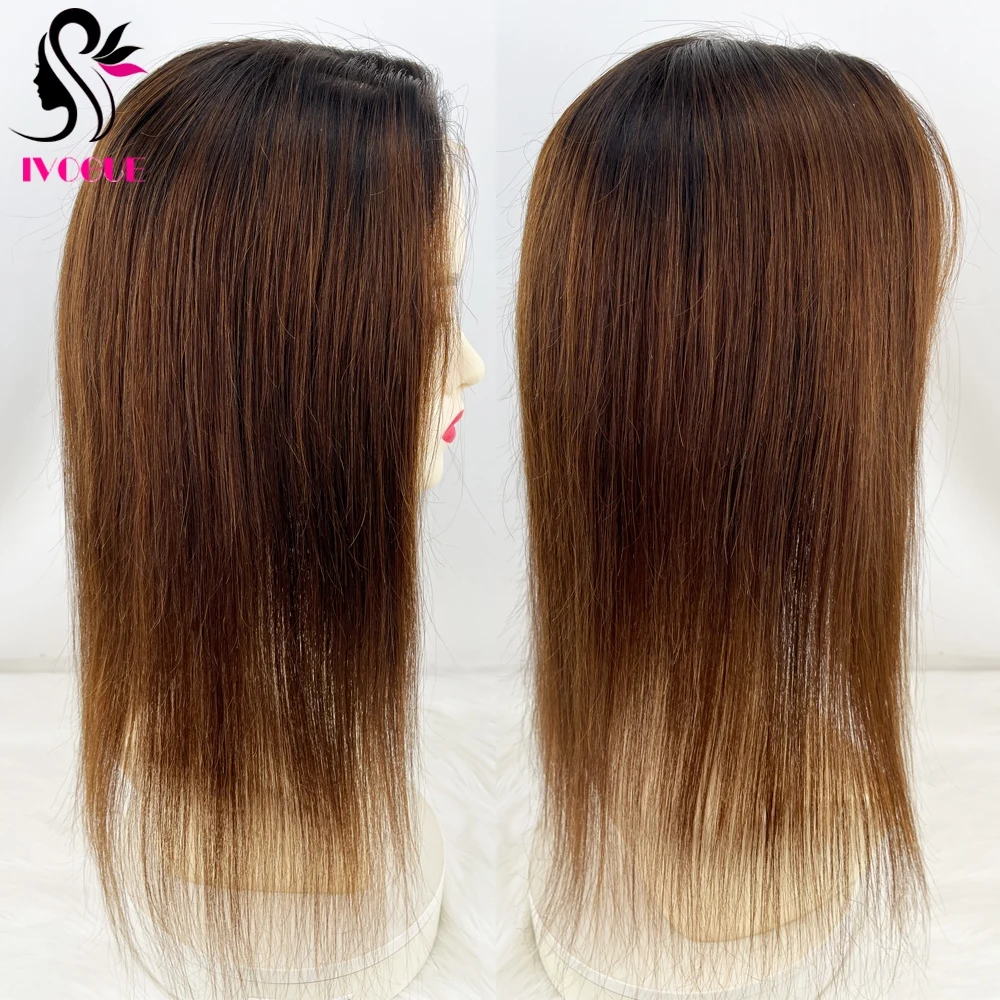 5"x5" Ombre Brown Silk Base Closure Human Hair Silk Top Topper Brazilian Remy Hair Lace Closure for Women Two Tone Color #1B/#4
