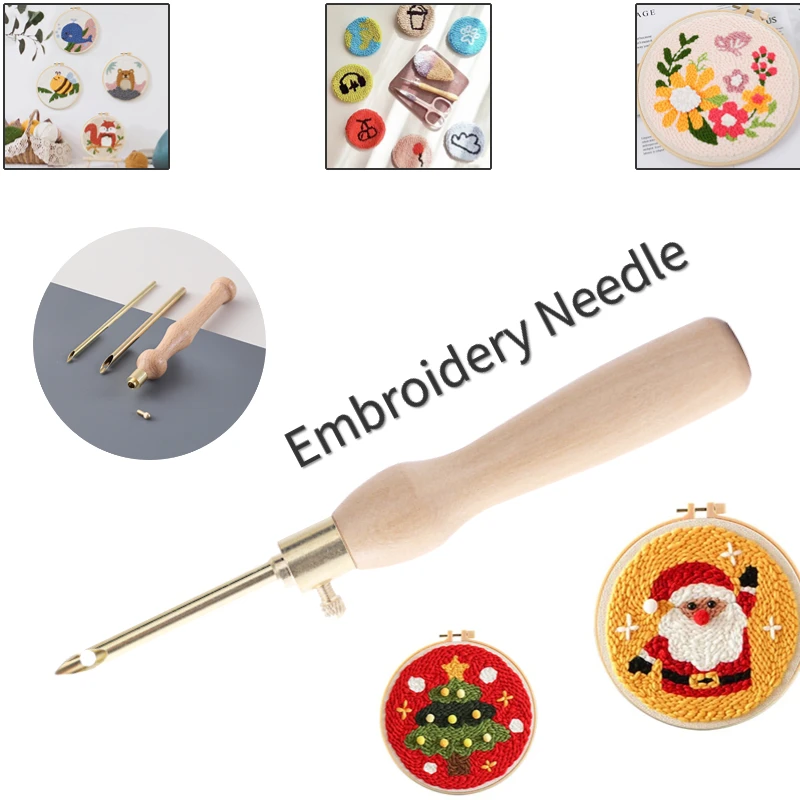 

Embroidery Punch Needle Kit Stitching Tool Set Knitting Needle Magic Art Handmaking Sewing Needles Wooden Handle For DIY Sewing