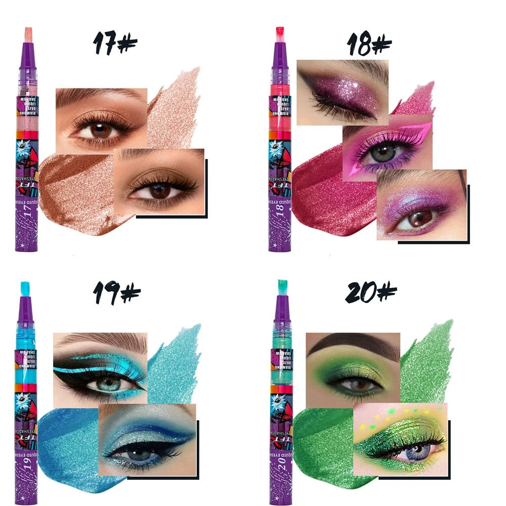 Glitzernder Lidschatten Stift Liquid Highlighter Wischfest Glanz_voghion.com