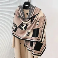 Luxury Horse Print Cashmere Poncho - Women Winter Warm Shawl Wraps, Thick Pashmina Blanket Scarf for Travel - Image 6
