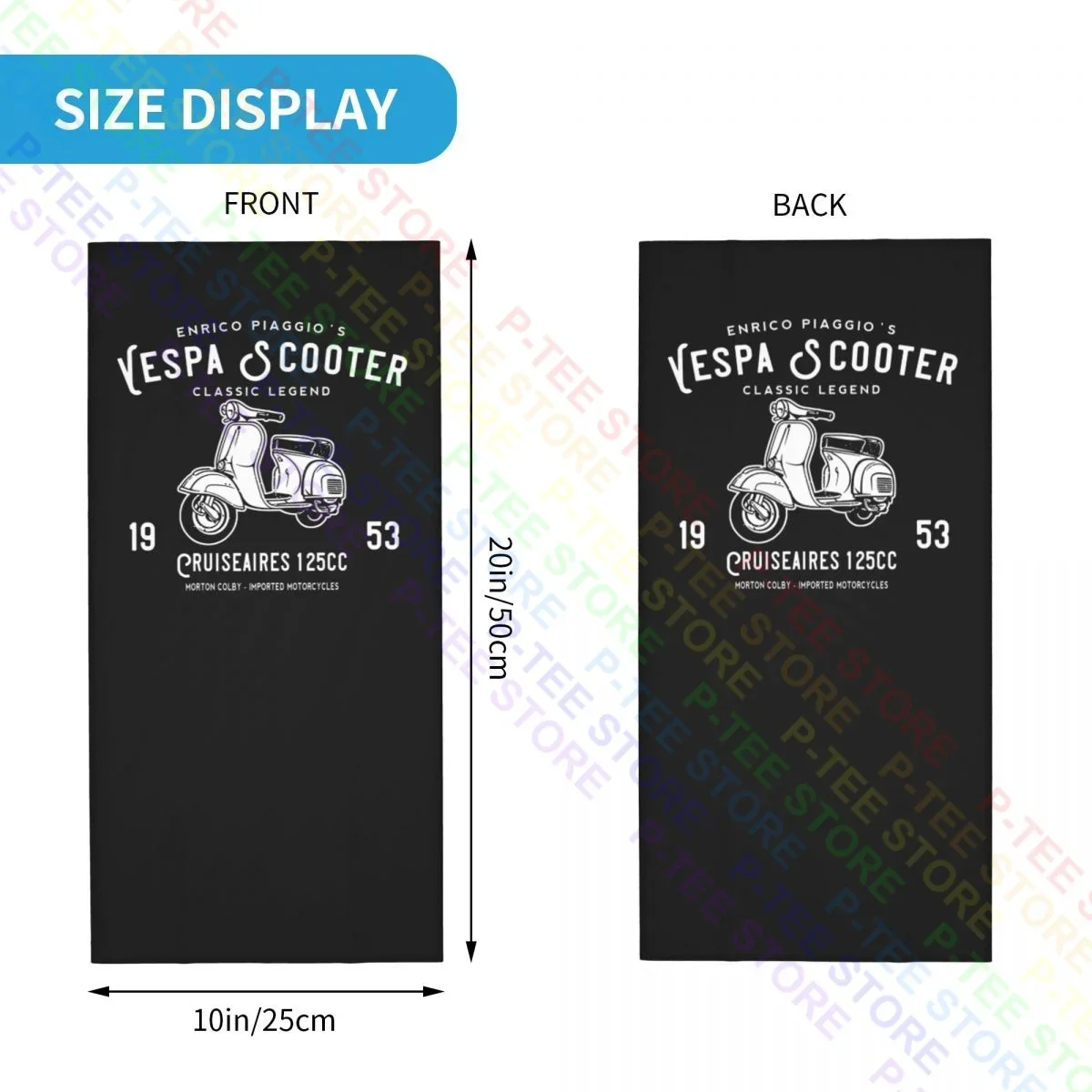 Piaggio Vespa Scooter 1953 125Cc Neck Gaiter Bandana Scarf Face Mask Unisex Camping Uv Protective