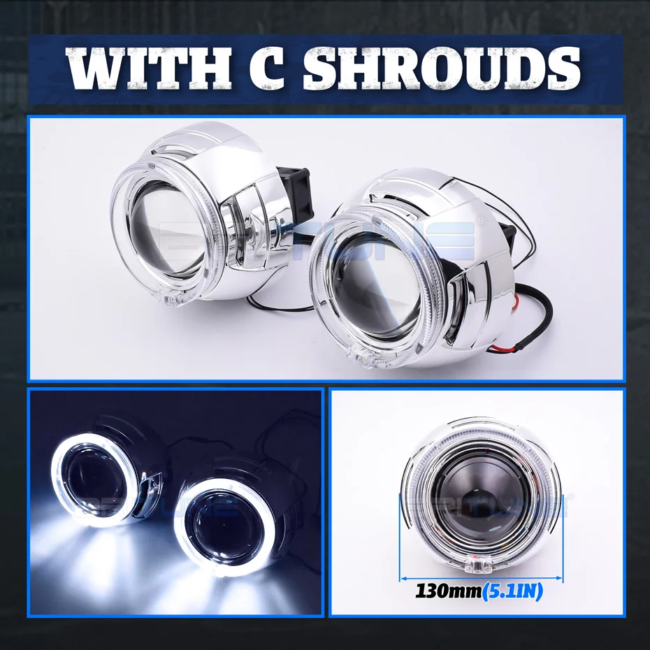 Bi-xenon Bi-LED Headlight Lenses Shrouds DRL Projector Bezels LED Angel Eyes Halo Cover For 3.0 Inch Hella G5/Koito Q5 Lens Mask - 34 Bi-xenon Bi-LED Headlight Lenses Shrouds DRL Projector Bezels LED Angel Eyes Halo Cover For 3.0 Inch Hella G5/Koito Q5 Lens Mask - 34