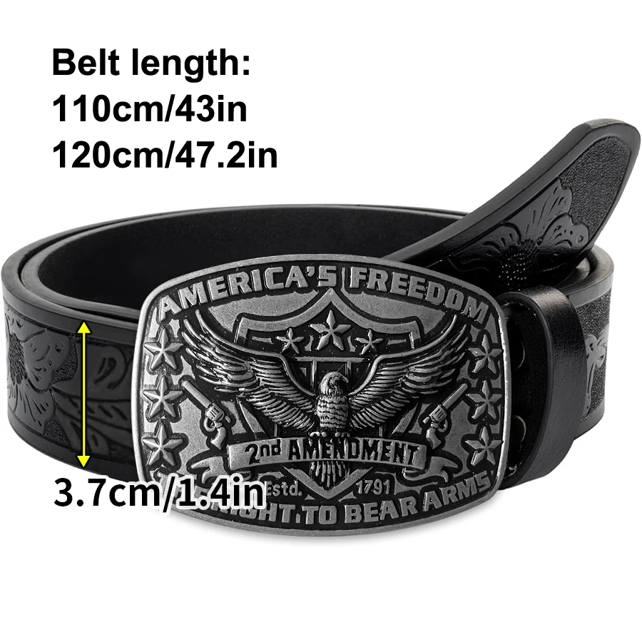 Exquisite Silver Eagle Buckle Belt with Ornate Carved Design