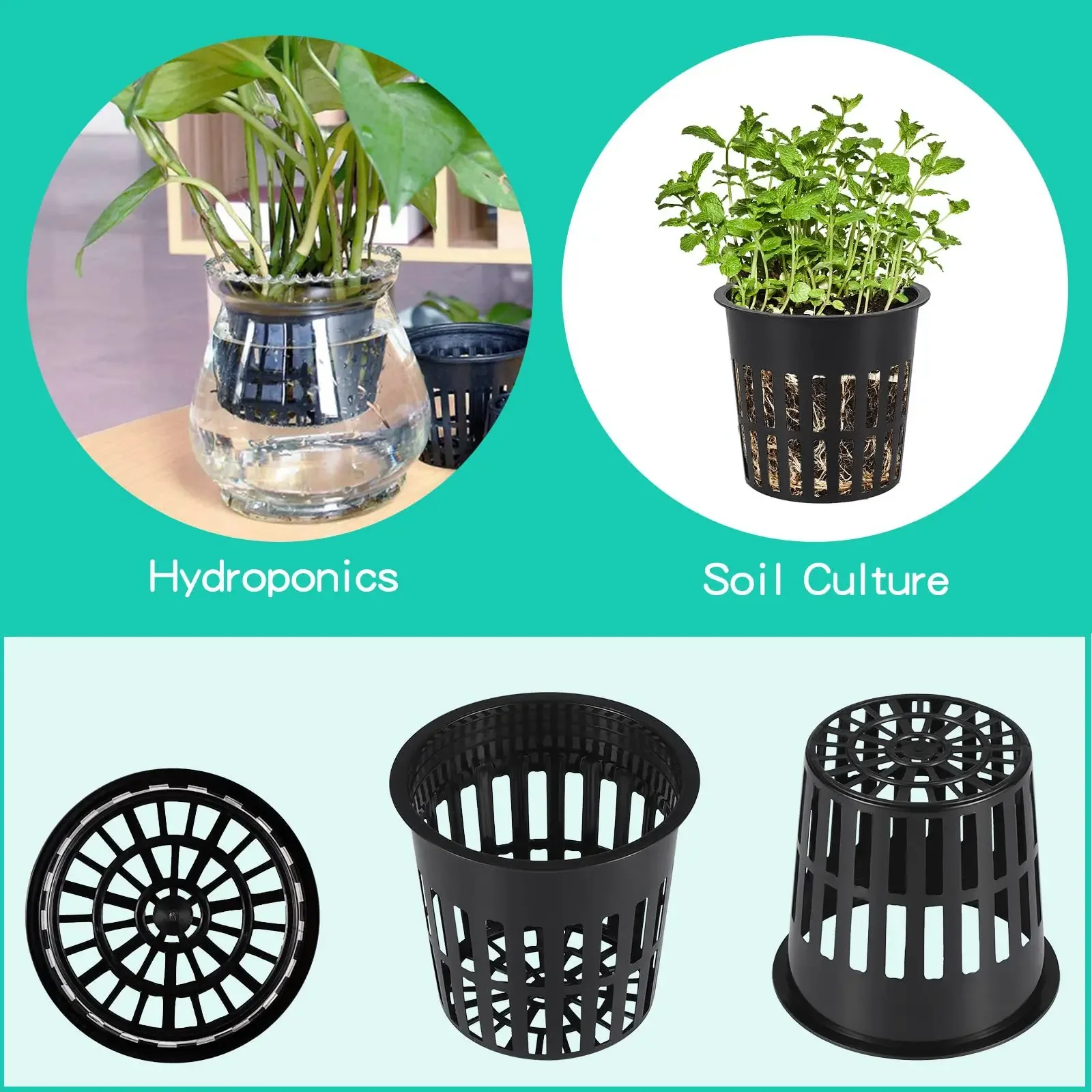 10PCS 3 Inch Hydroponics Cups Slotted Mesh Wide Lip Filter Plant Net Pot Bucket Basket Vegetable Garden Grown Netted Baskets