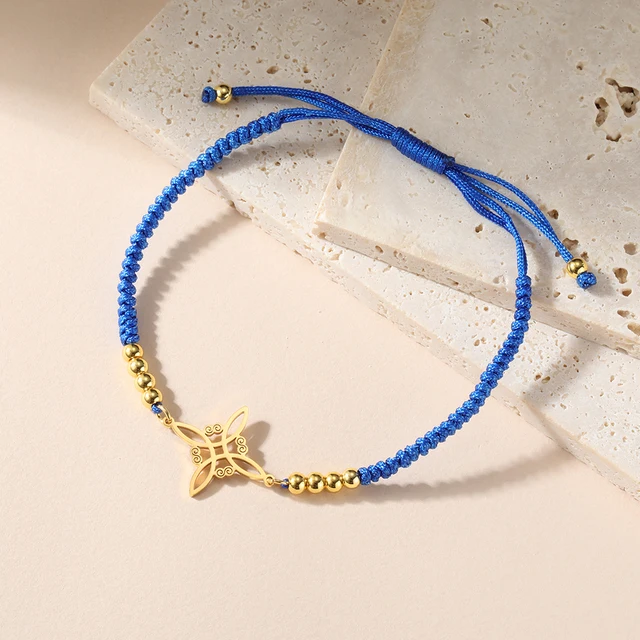 Dawapara – Bracelet à breloques avec nœud de sorcière pour femmes, amulette de Protection des nœuds celtiques, chaîne de perles en acier inoxydable, bijoux Wiccan de sorcellerie