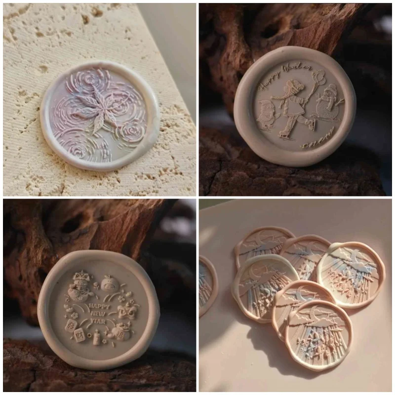 Diy Creative Stamps Lacquer Roses Sunflowers Carved Fireworks Gemstones Alien Reliefs Cats Cute Copper Head Stamps Toys Envelope
