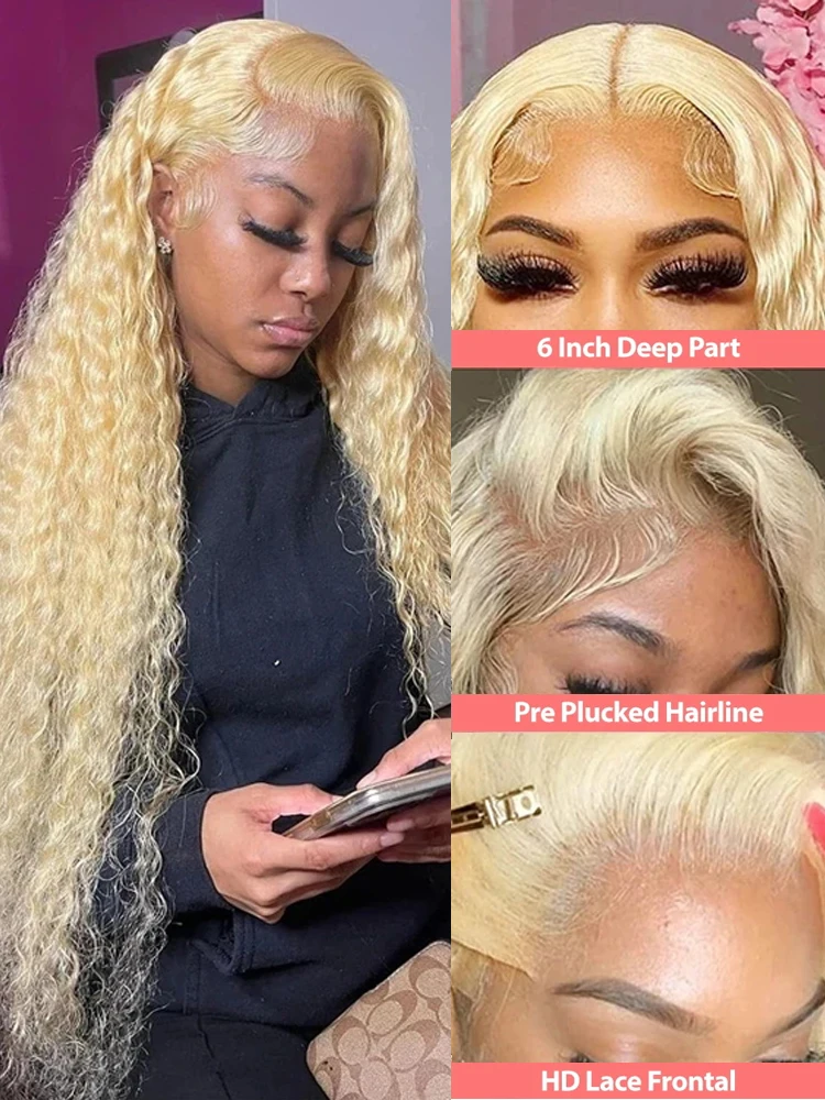 250 Density 613 Blonde Curly Wigs 13x4 13x6 Hd Lace Front Human Hair Wig 30 40 Inch Deep Wave Frontal Wigs Human Hair For Woman 4