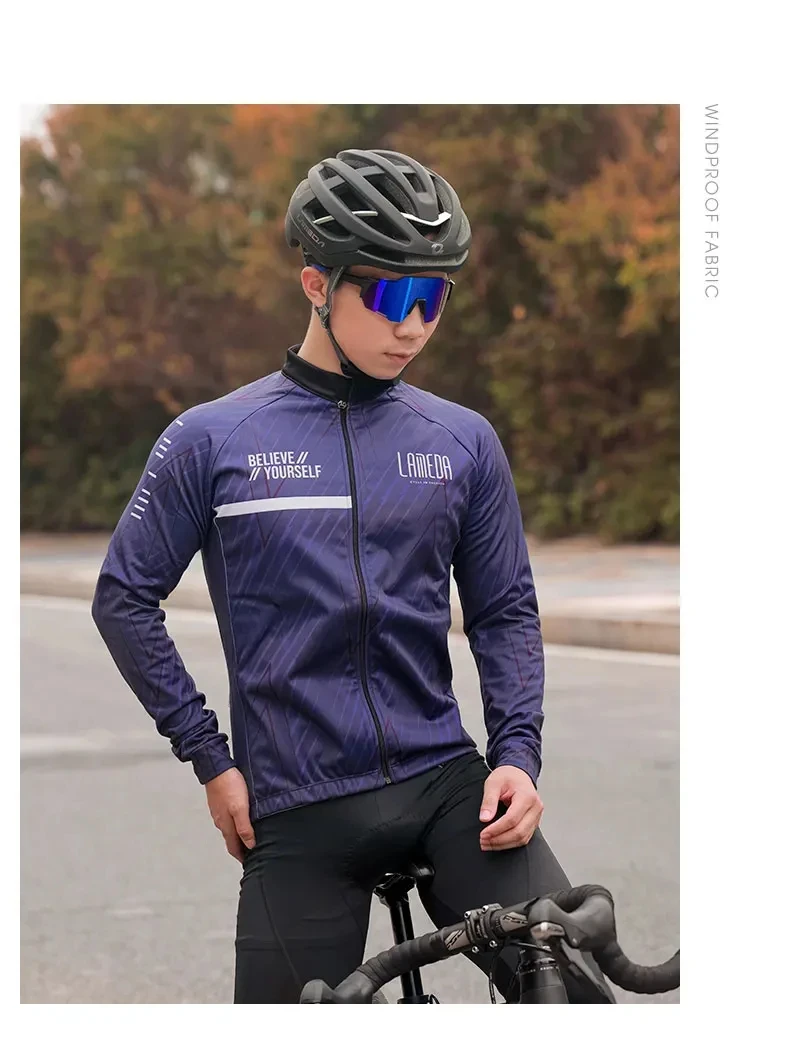 Description Picture 4 of itemLAMEDA Men's Biker Jacket Autumn Winter Cut Wind for Cycling Long Fleece Sleeve Cycling Mountain Bike Warm Men's Jacket