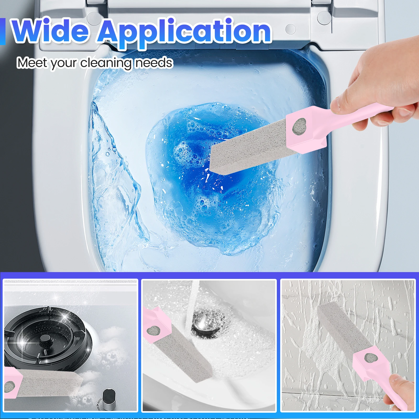 15Pcs Pumice Stone Cleaning Stick Removable Stone Toilet Bowl Cleaner with 1 Handle Bathroom Tile Sink Household Washing Tools