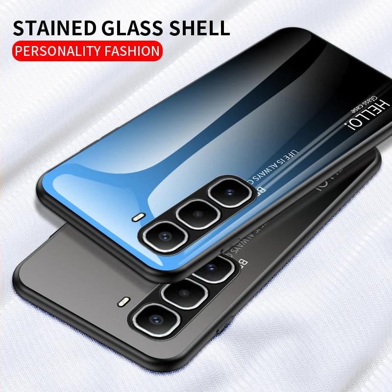 Gradient Tempered Glass Hard Back Protective Case with Bumper