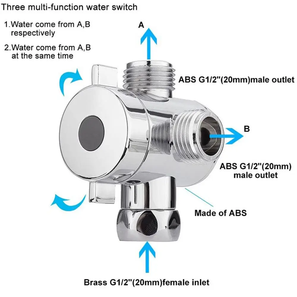 3-Way Connector T-Adapter Shower Head Shunt Diverter Valve Switch Adjustable Arm Mounted Diverter Valve Toilet Bidet Bathroom diverter valve shower head diverter valve t adapter valve