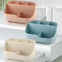 5-grid Large Capacity Pen Holder Multifunctional Makeup Brush Holder High Quality Plastic Desktop Organizer Storage Bucket 2