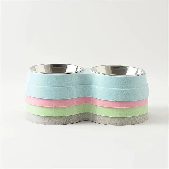 1 PCS Dual Bowl Stainless Steel Double Pet Bowls for Dogs and Cats - Non-Skid Base - Perfect for Food and Water - Easy to Clean 6