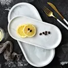 Nordic White Marble Ceramic Jewelry Storage Tray Oval Ellipse Fruit Decorative Plate Food Dessert Dish Tableware