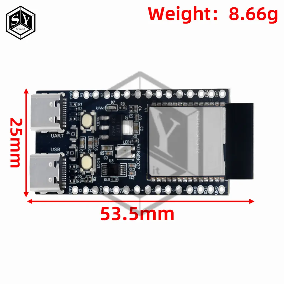 ESP32-C5-DevKitC-1 Development Board With Dual-Band 2.4G/5G WiFi+Bluetooth ESP32-C5 TYPE-C Module image 2