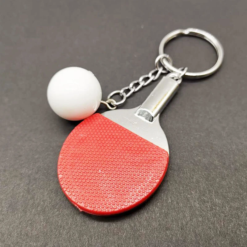 Fashion Sport Ping Pong Table Tennis Ball Keychain Creative Ping Pong Bat Keyring Keychains Car