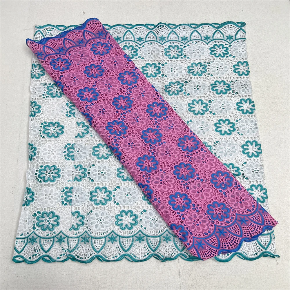 African Lace Fabric Cotton Swiss Voile Lace Nigerian Swiss Fabric For Wedding Dress Sew 2.5Yards+2.5Yards