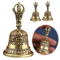 Tibetan Brass Ritual Bell, Buddhist Vajra Hand Bell for Meditation Altar, Antique Exorcism Wind Chime Pocket Pendulum Decoratio - Image 5