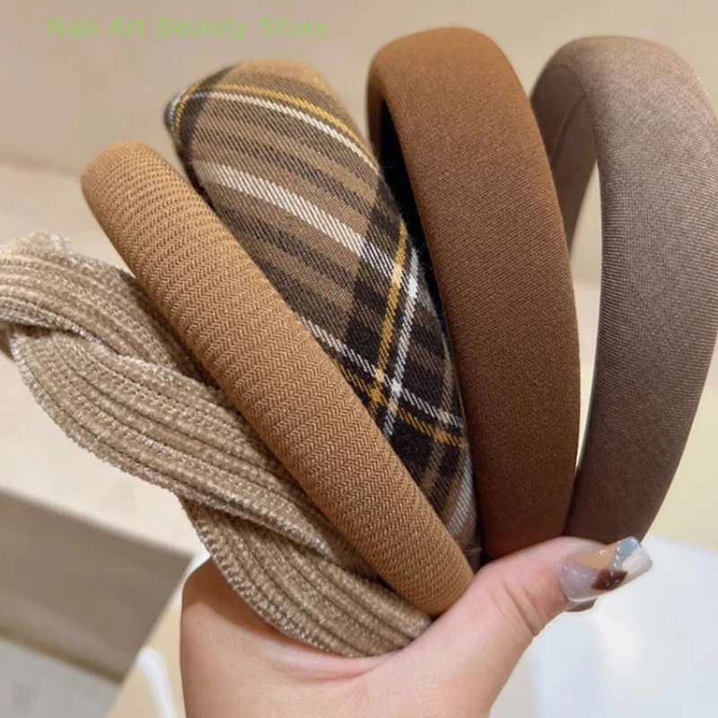 Description Picture 6 of item1pcs Autumn And Winter Coffee Color Headband Fashion Vintage Elastic Hair Band Elegant Womens Girl Wide Side Hairband Hair Hoop