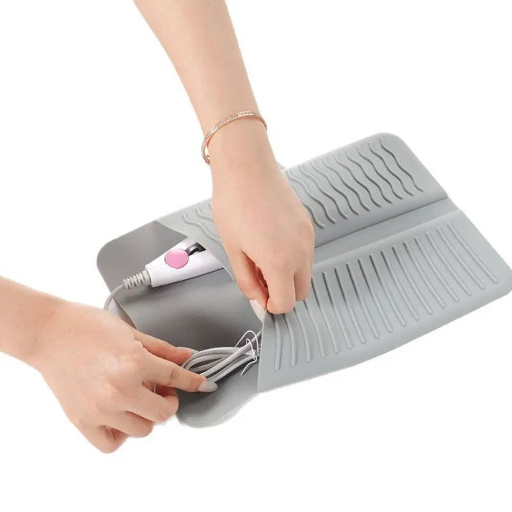 2 in 1 Hair Curler Storage Bag Silicone Portable Straightener Storage Pouch Dustproof Folding Curling Iron Carrying Case