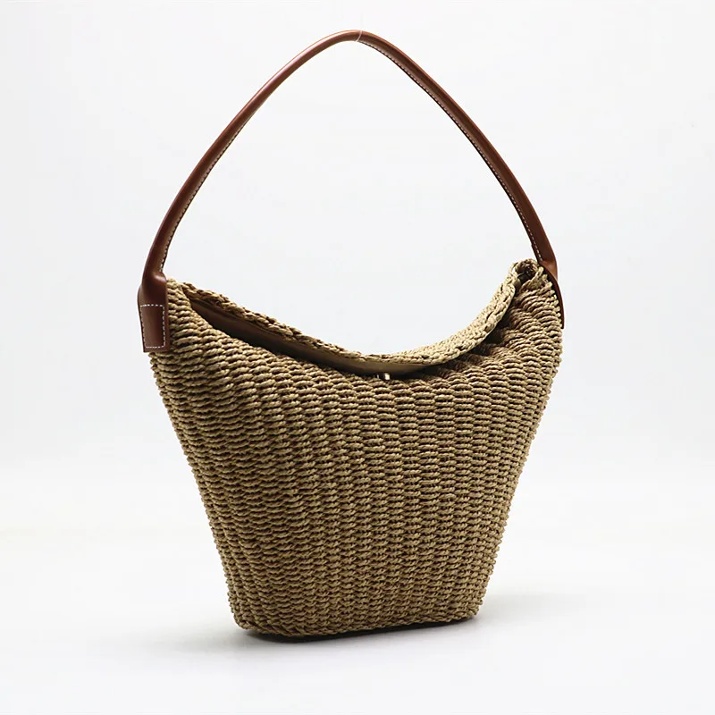 NEW Women Shouder  Bohemian Straw Underarm Bag Summer Beach Woven Armpit Bag Casual Crochet Tote Shopping Bags