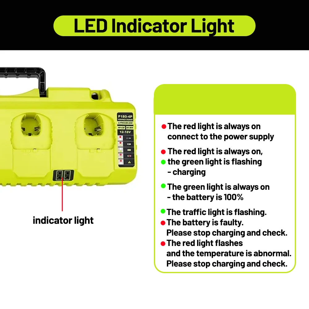 For Ryobi Replacement Charger for Ryobi Ni-CD Ni-MH Li-ion 12V 14.4V 18V Battery