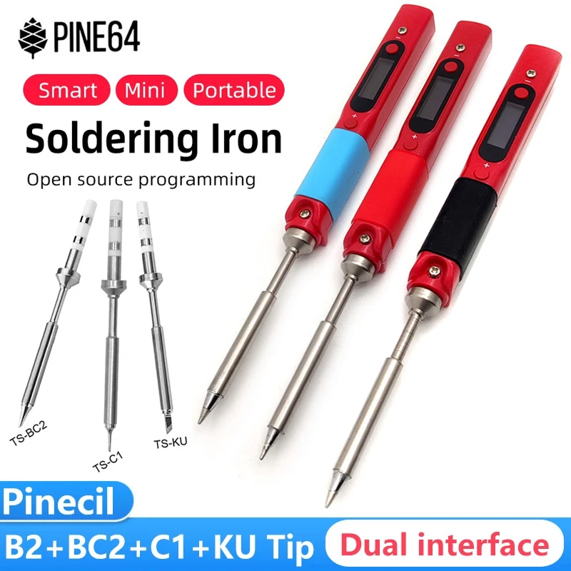 Pine64 Intelligent Constant Temperature Type-C DC5525 Portable Electric Mini Smart Soldering Iron Pinecil B2 BC2 KU C1 Tip hot stapler plastic repair