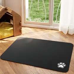 Absorbent Pet Feeding Mat - Easy-to-Clean, Quick-Dry Placemat - M (Black)