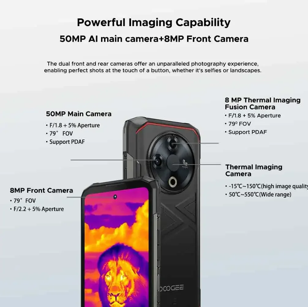 World Premiere DOOGEE Fire 6 Rugged Phone 6.56" 90Hz Display 6GB RAM 256GB ROM 50MP AI Main Camera 10400mAh/18W Android 14 6