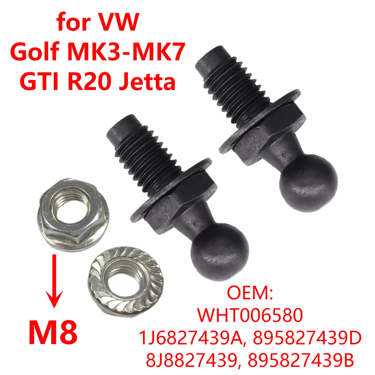 2 pièces/4 pièces 8mm capot de voiture hayon coffre couvercle gaz jambe de force tige vis boule goujon broche WHT006580 pour VW Golf Passat Jetta pour siège