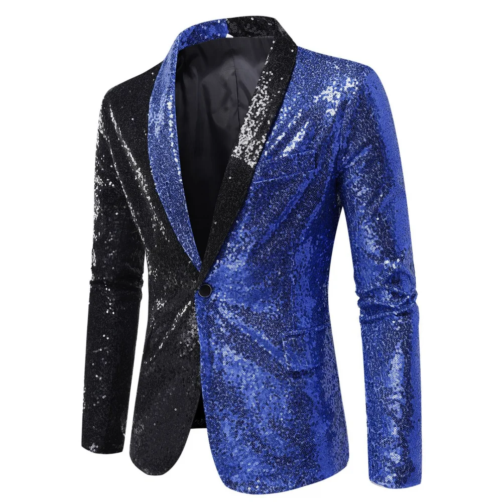 Shiny Red Sequin Disco Glitter Party Blazer for Men Christmas Mardi Gras Halloween Costume Dinner Wedding Prom Suit Jacket 2XL