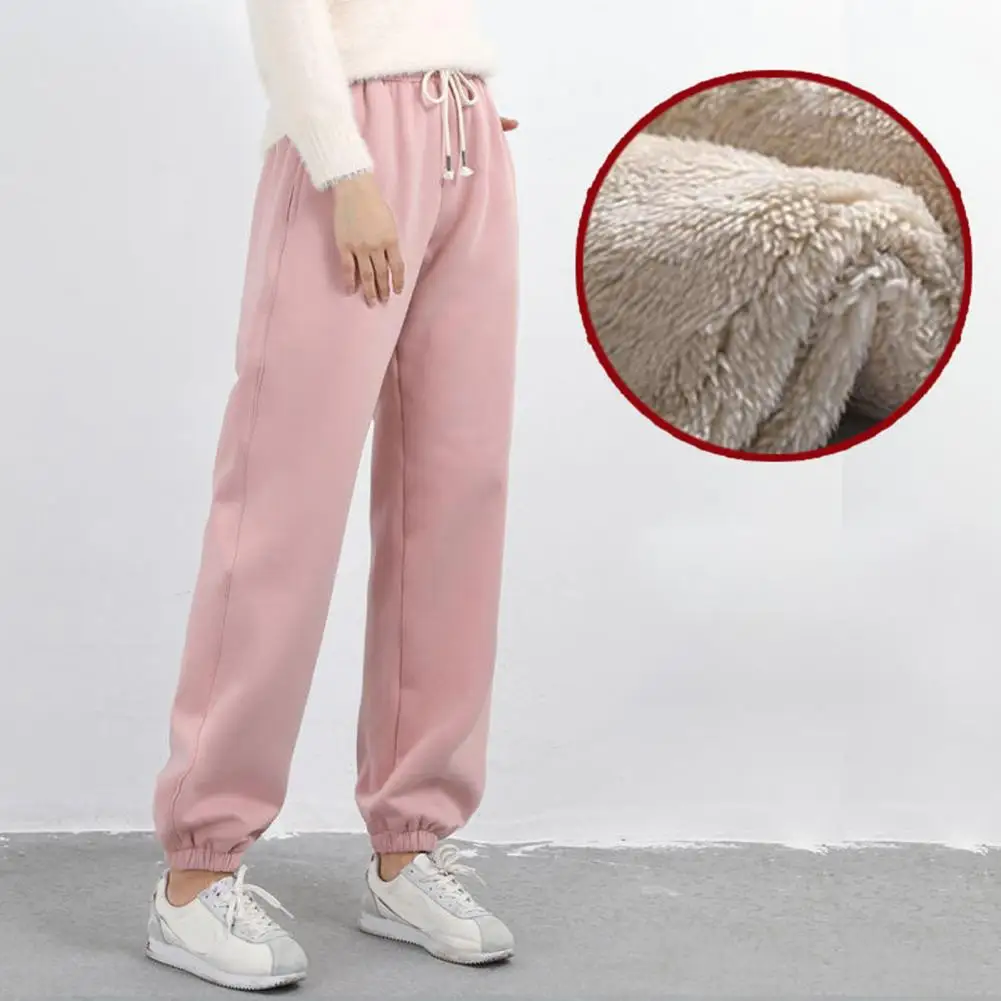 

Women Winter Leggings Thick Loose Trousers Warm Fleece Long Thicken Lambskin Cashmere Pants Fashion Casual Soild Color Leggings