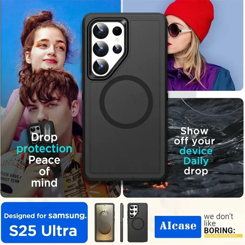 Premium Tough Matte Anti-Slip Case with Magnetic Wireless Charging Protector Cover
