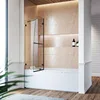 SUNNY SHOWER Frameless Shower Door for Bathtub,Hinged Tub Screen,Tempered Glass Tub Door,48" W x 58" H,Black Finish 2