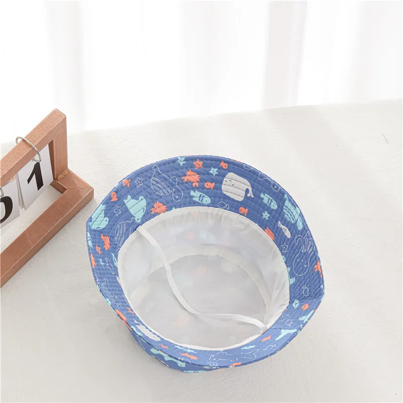 Dinosaur Print Baby Bucket Hat Cute Cartoon Cotton Children Fisherman Cap Toddler Boys Girls Summer Beach Sun Hats Panama Cap