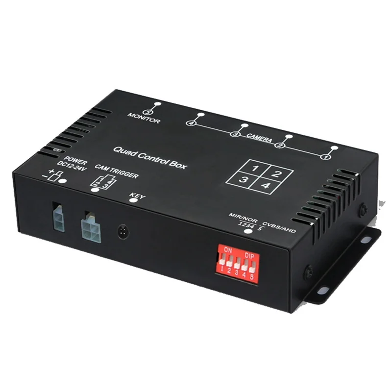 RV 트럭 버스용 4 채널 비디오 분배기 1080P AHD DC12V 24V 카메라 비디오 화면 스위치