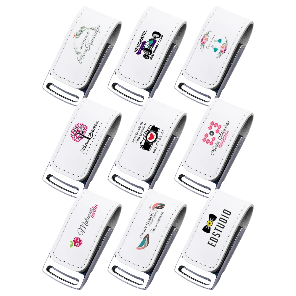jaster usb flash drives impressão cores moda caneta drive de couro branco com caixa de memória vara presente do negócio disco