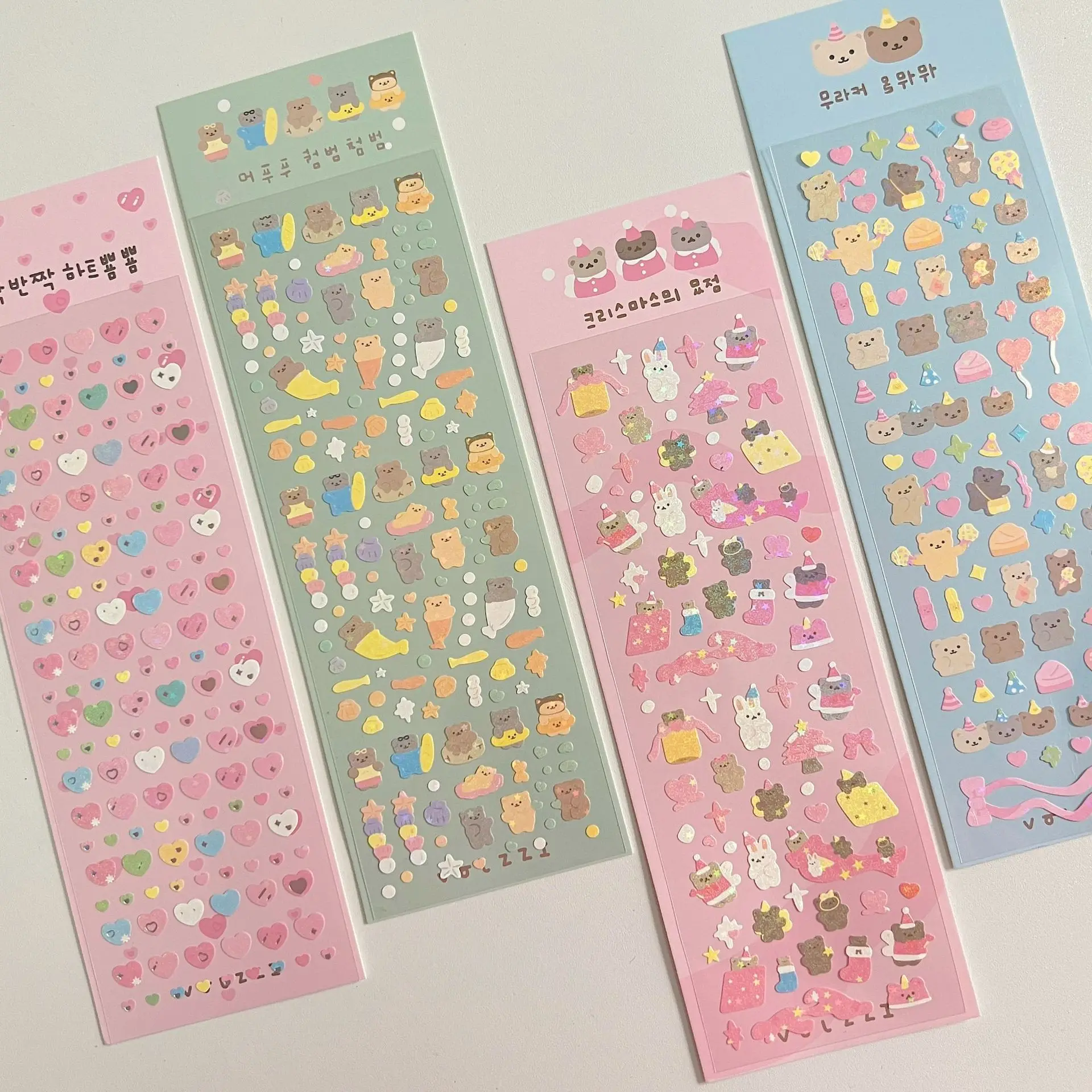 Cute Stickers Korean Laser Bling Cartoon Bear Scrapbooking DIY Phone Journal Photo Girls Handwork Gift