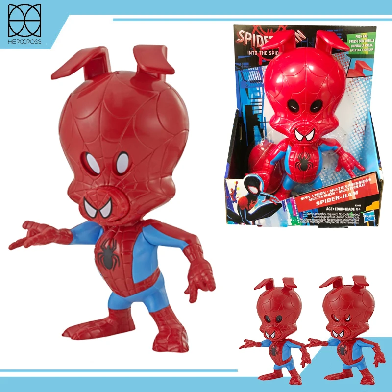 

21cm Spider-Ham Action Figures Face Changeable SPIDER MAN INTO THE SPIDER VERSE Anime PVC Model Collection Toys Christmas Gifts