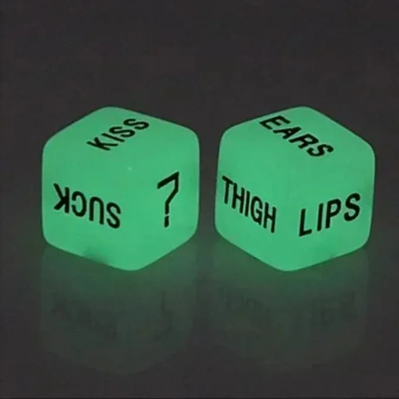 1Pair 16mm Noctilucent Lovers Couple Game Dice Engraving Fun Dice Set for Valentine's Day Wedding Anniversary Night Game game dice,dice set