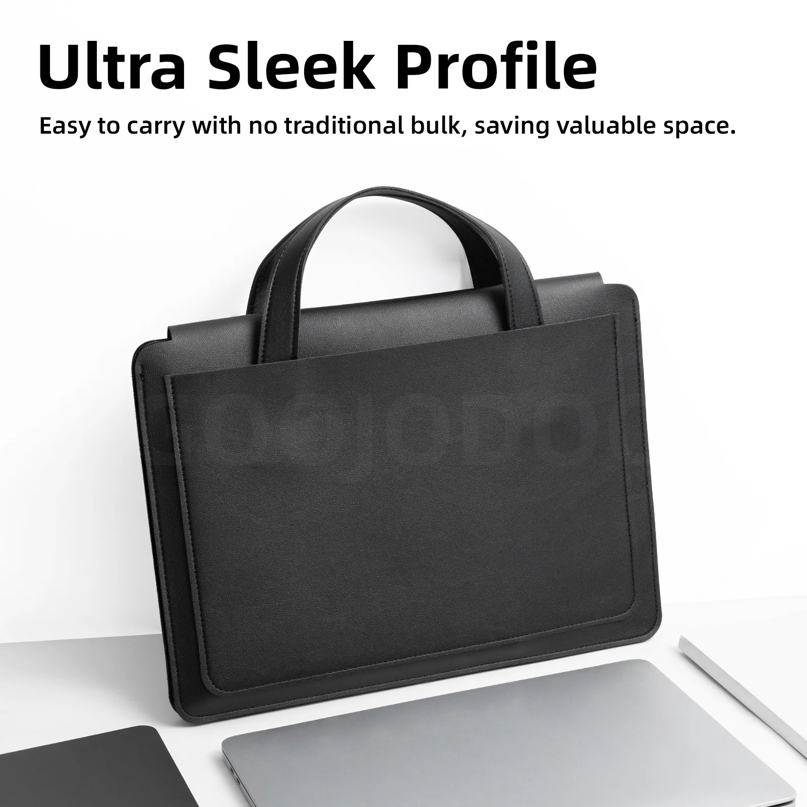 GOOJODOQ PU Leather Laptop Bag 13-16 Inch Water-Resistant