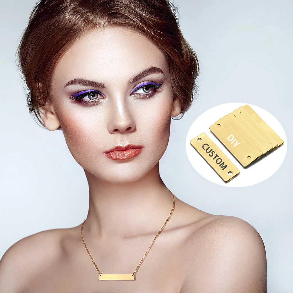 60 Pcs Aluminum Engraving Blank Tags - Rectangle Metal DIY Tags For Jewelry Making & Crafts