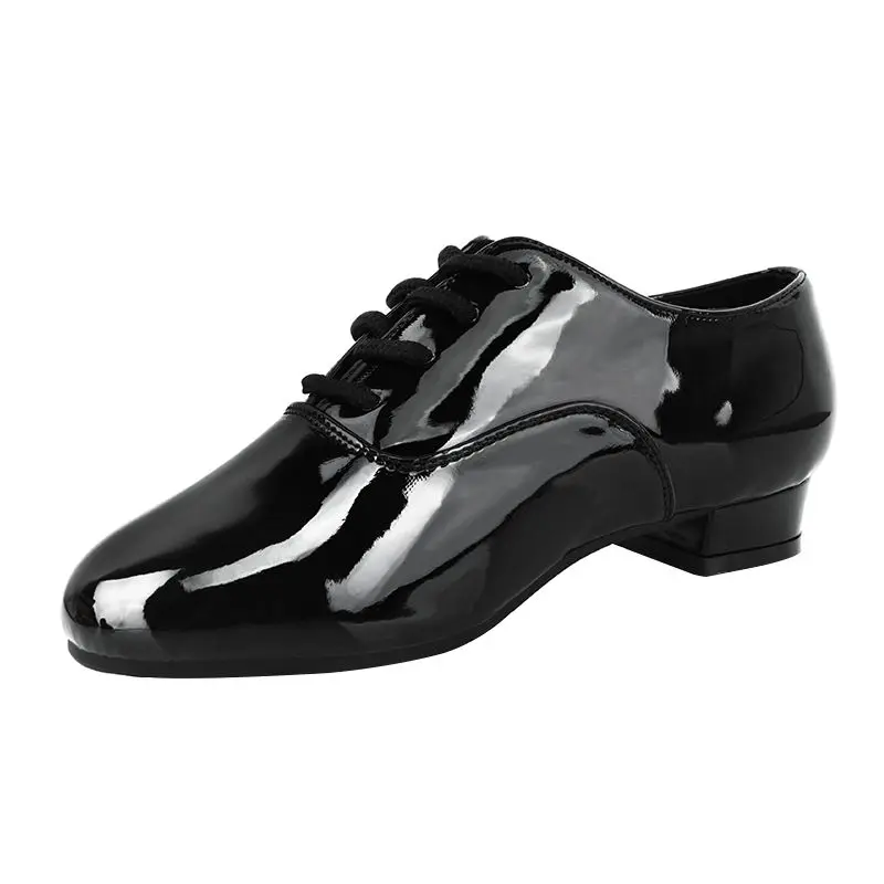 Boys Waltz Modern Dance Shoes Men's Low Heel Professional Latin Black National Standard Dance Shoe - 5