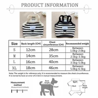 Vêtements d'été pour chiots, gilet rayé pour petits chiens, Bichon Frise, confortable, noir, col licou, vêtements pour animaux de compagnie avec anneau en D 6