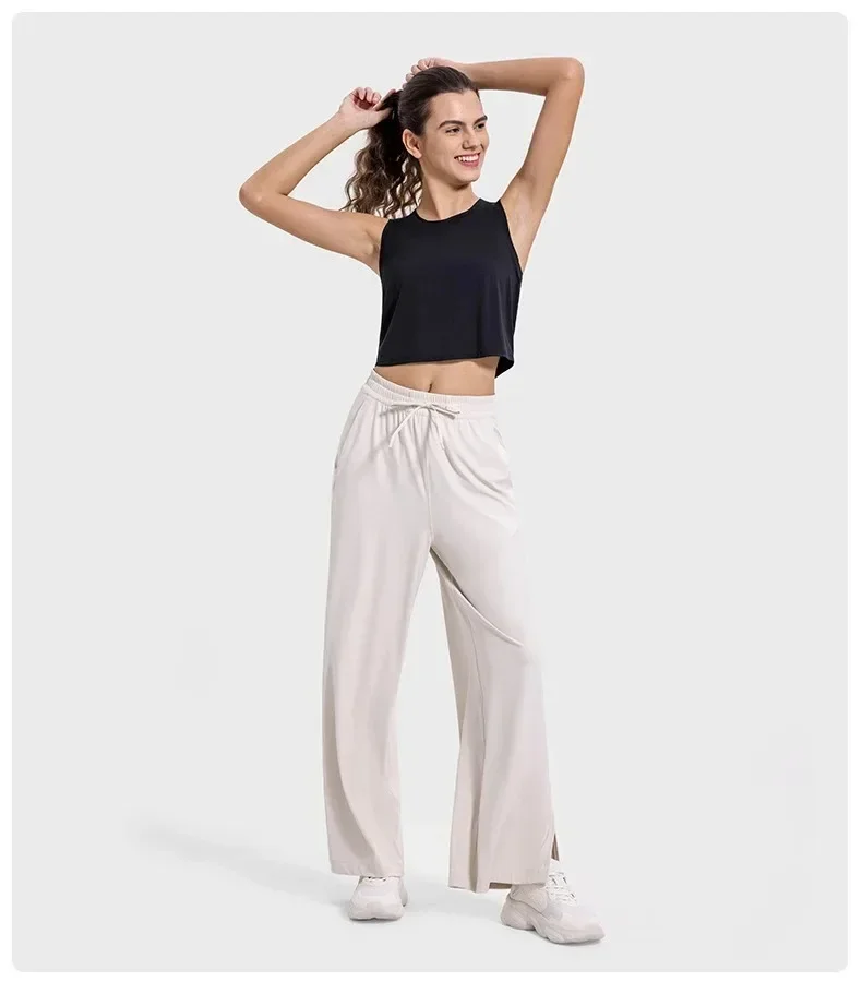 Lemon Arrival Women's Yoga Top Summer Thin Breathable Yoga Vest Short Hollow Tie Strap Sleeveless Sports Top Female