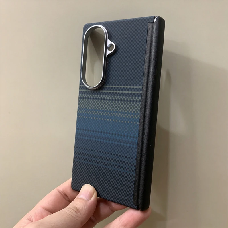 Carbon Fiber Texture Phone Case with Magnetic Wireless Charging and Metal Lens Armor Cover
